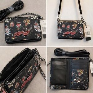 Ed Hardy MINI Black Crossbody Bag, New With Tags